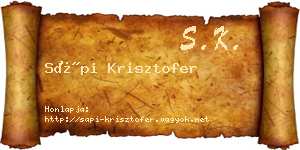 Sápi Krisztofer névjegykártya